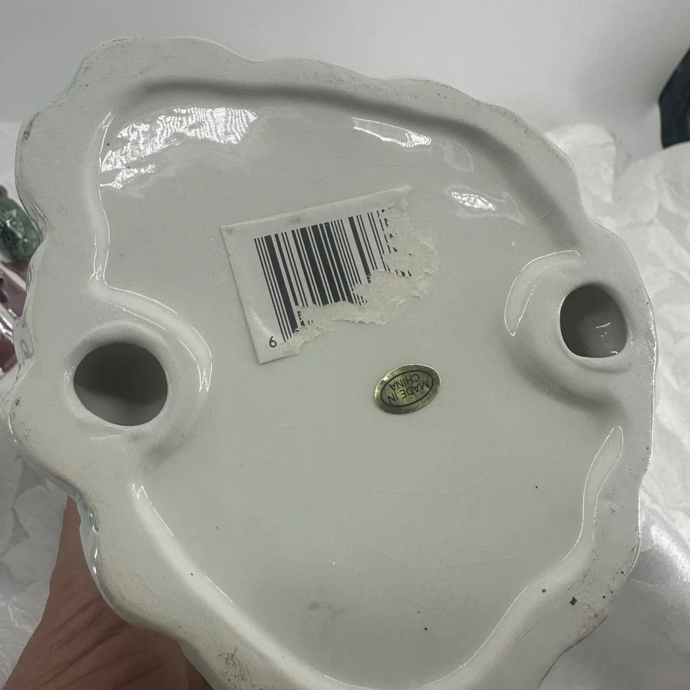 Unbranded Snowman Candle Holder Multicolor Good Ceramic Glass 2-Piece Holiday